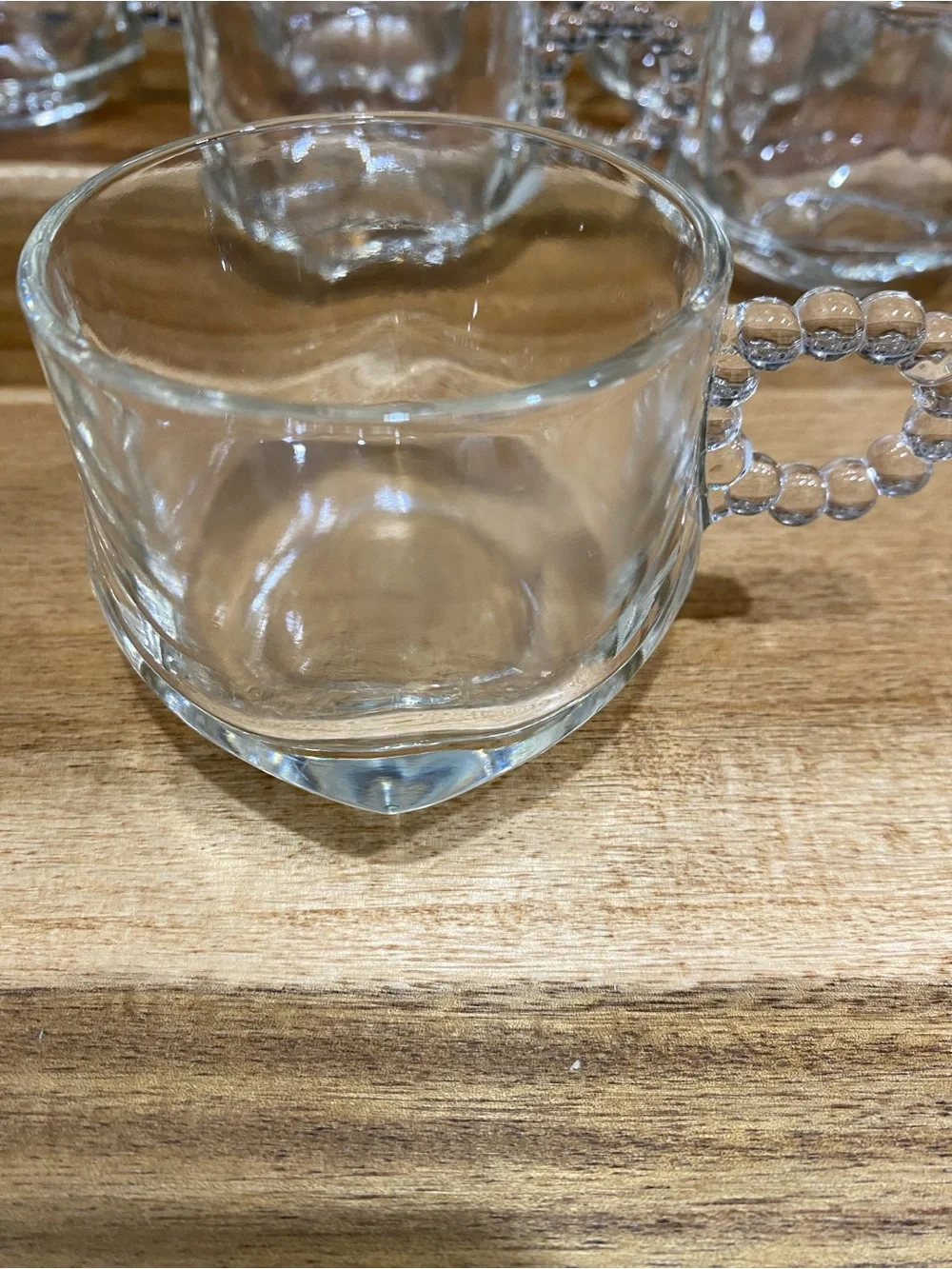 Vintage Hazel Atlas Glass Cups Set: Beaded Handles, 1950s (set of 8)